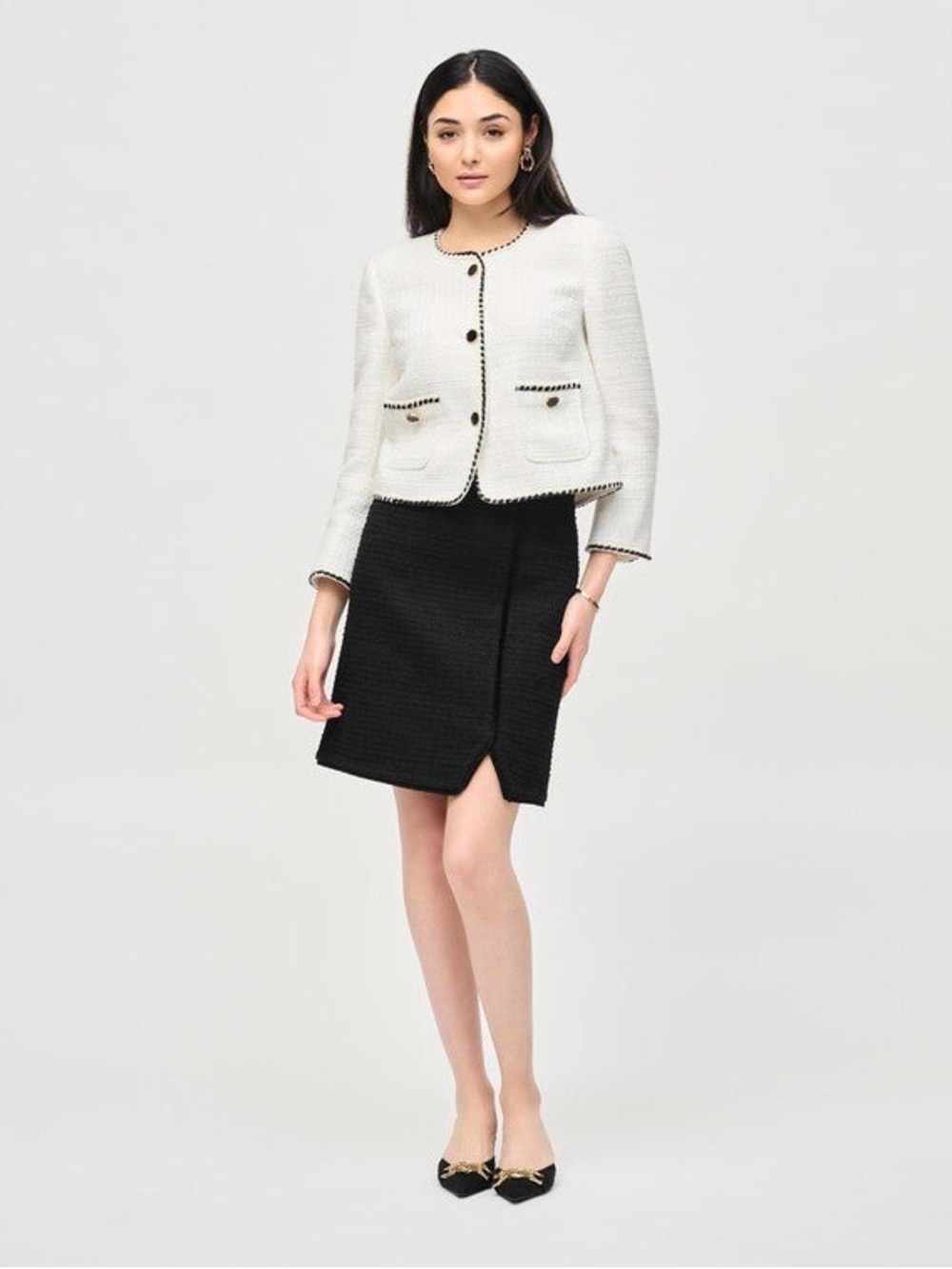 Joseph Ribkoff Bouclé Jacket Style 243911 Formal Waist Length Blazer